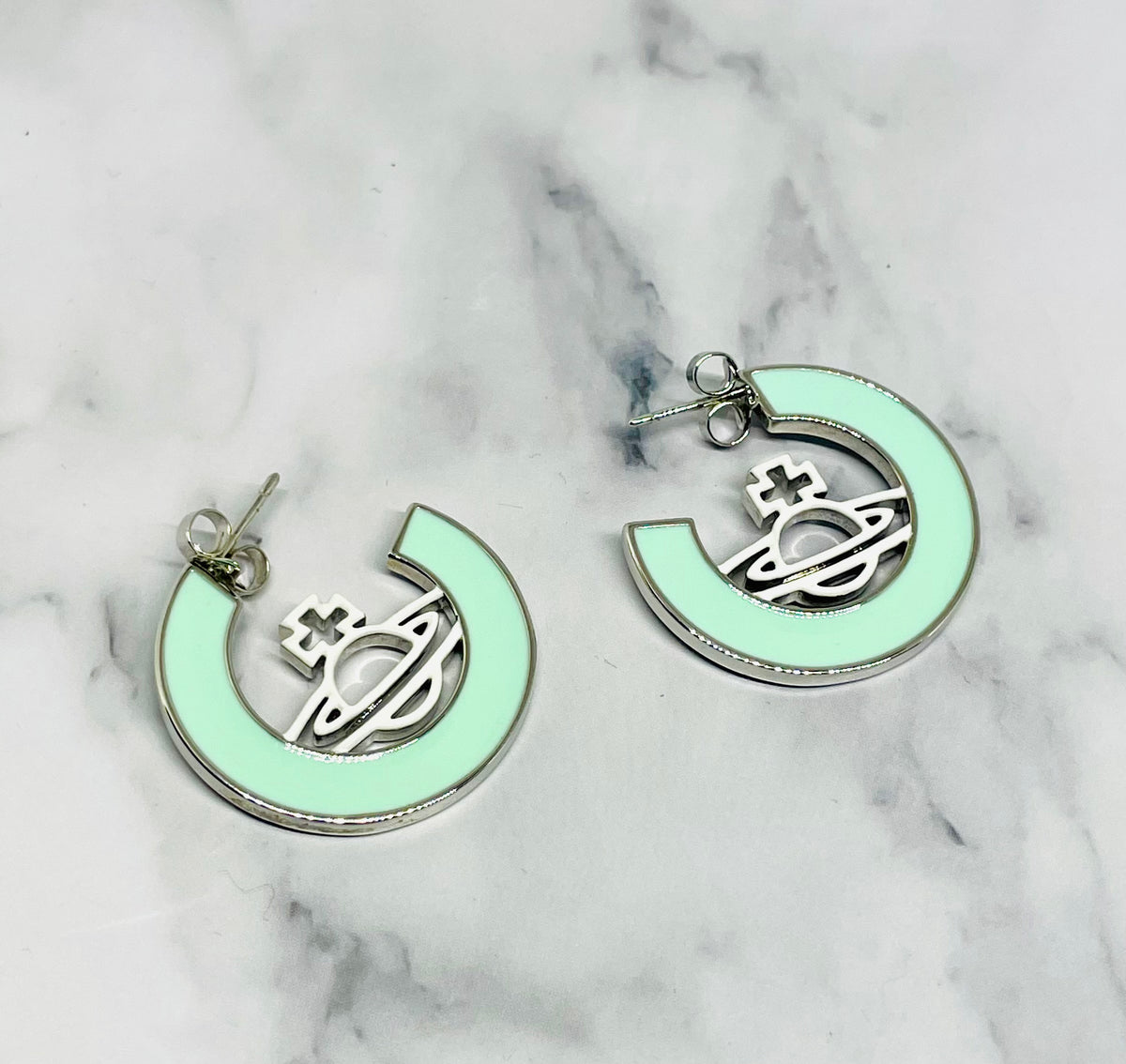 Vivienne Westwood - Teal Orb Hoop Earrings - Pre owned