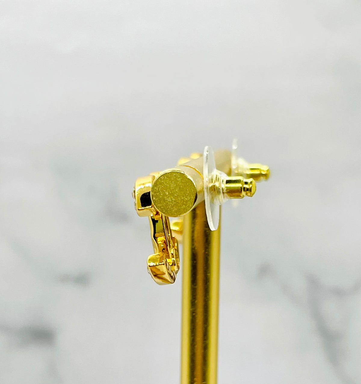 CHANEL CC Gold Tone Rhinestone Earrings - Pre owned