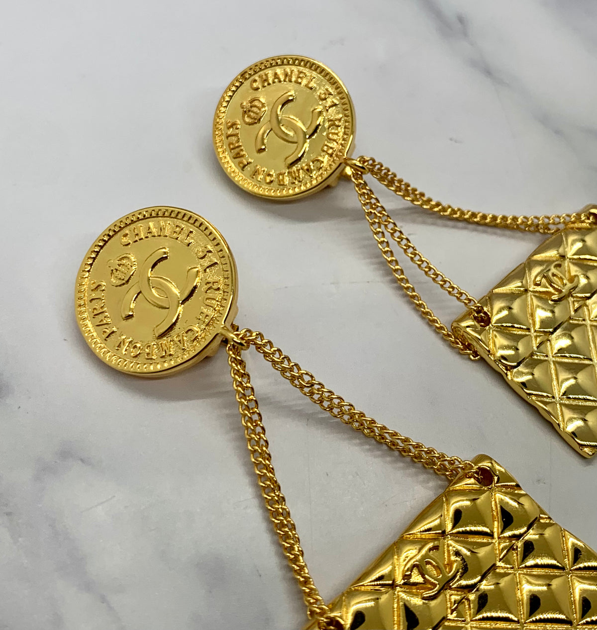 CHANEL CC Vintage Handbag Earrings - USED