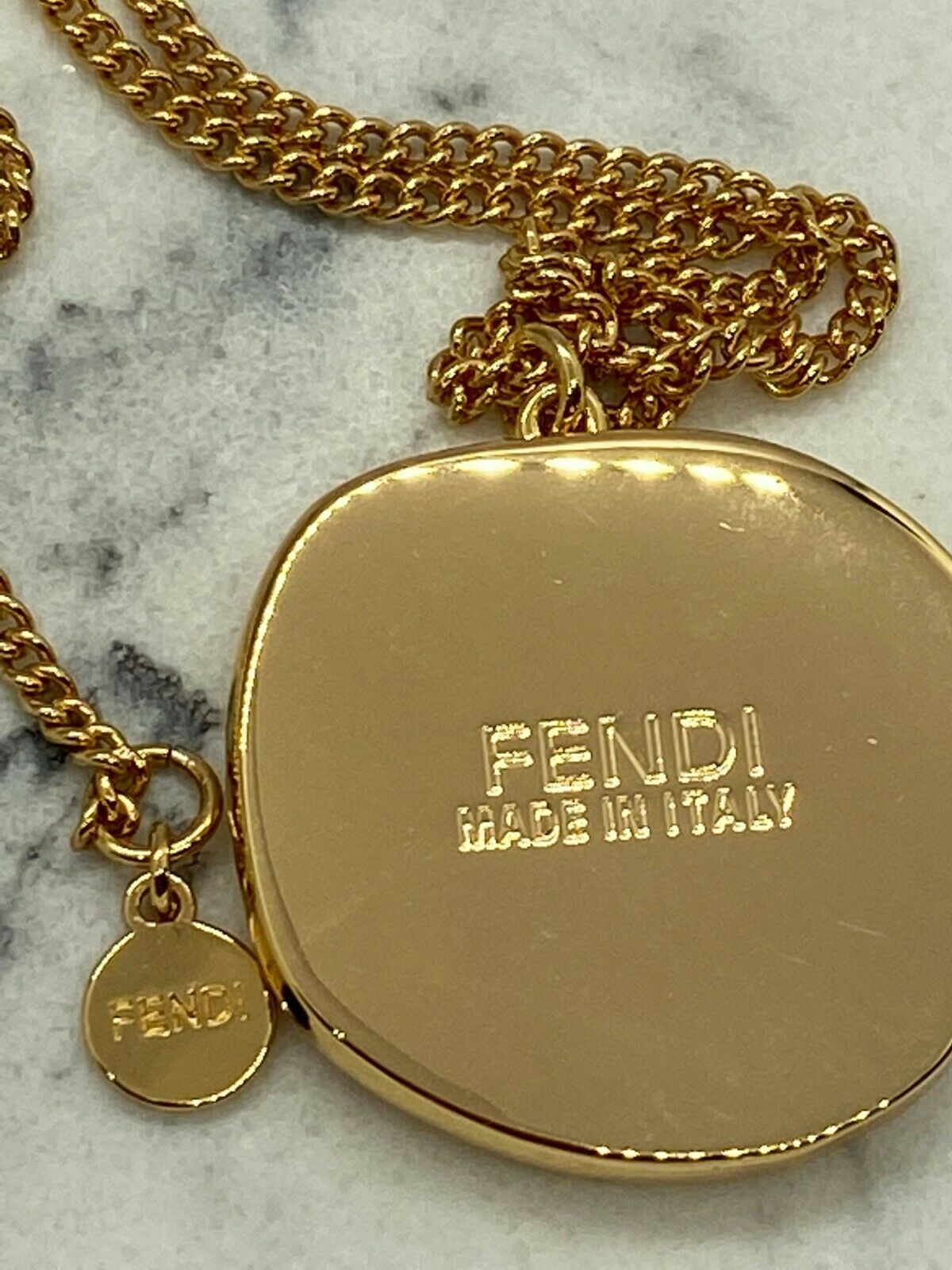 FENDI FF Rose Gold Rhinestone Charm Necklace - Pre owned