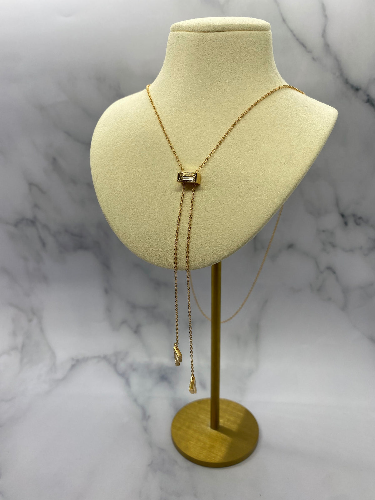 FENDI F Gold Tone Rhinestone Pendant Necklace - Pre owned
