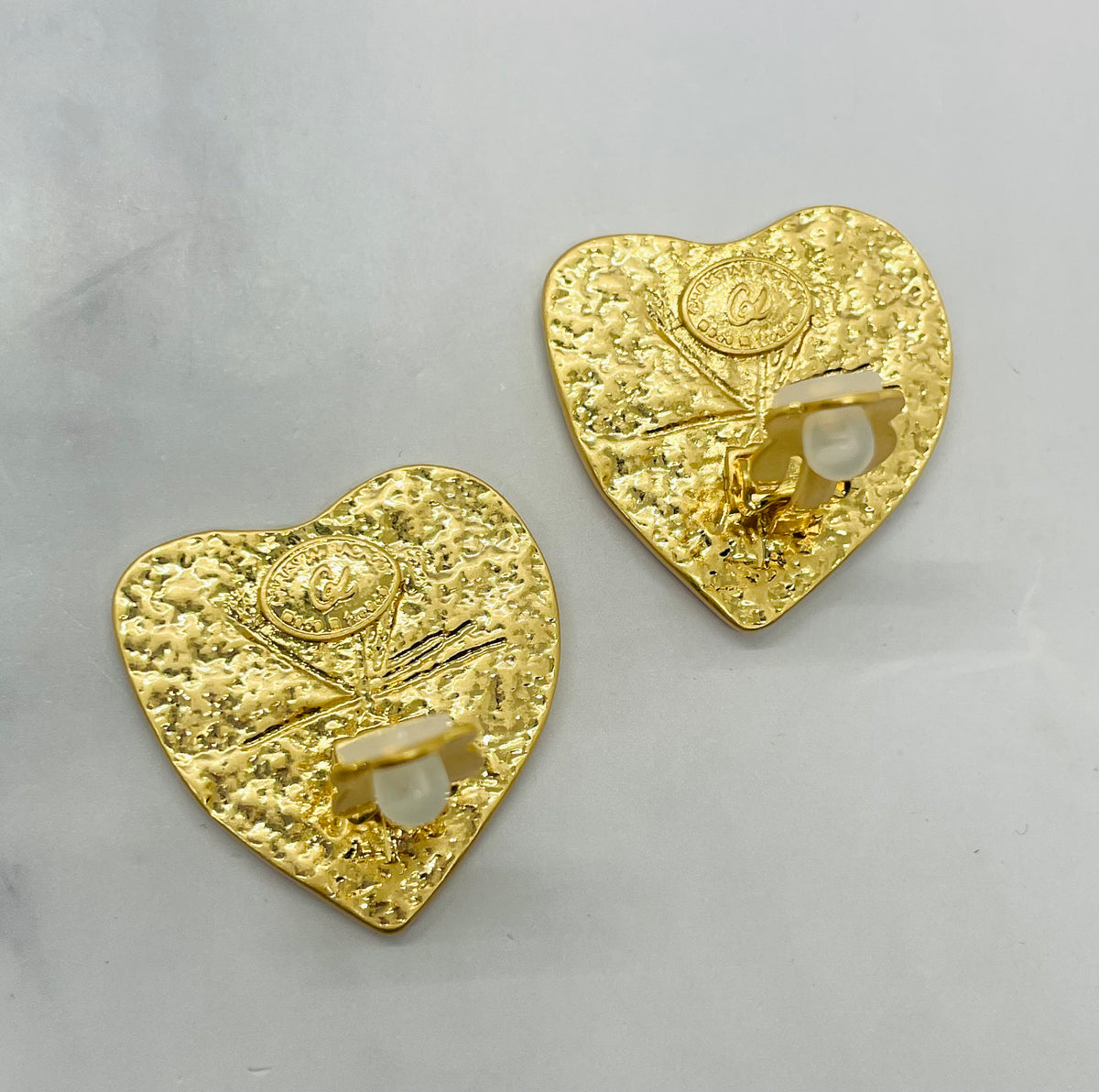 CHRISTIAN LACROIX Vintage Gold Tone Heart Earrings - Pre owned