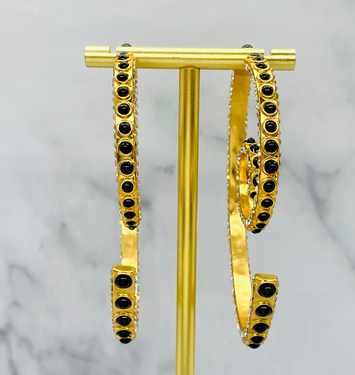 SCHIAPARELLI Large Ornate Hoop Statement Earrings - Pre owned