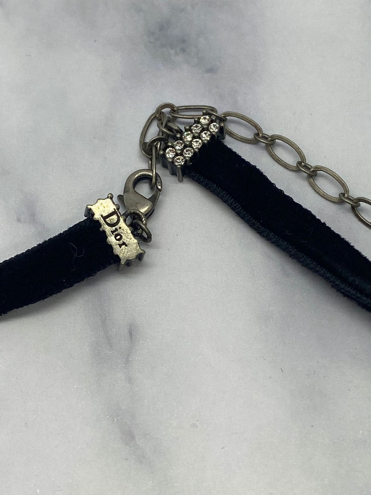 CHRISTIAN DIOR Black Velvet Star Choker Necklace - Pre owned