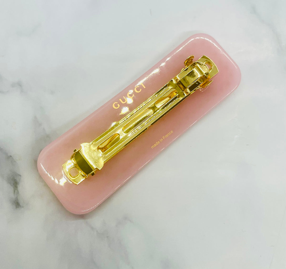 GUCCI Rhinestone Pink Barrette Hair Clip - Pre owned