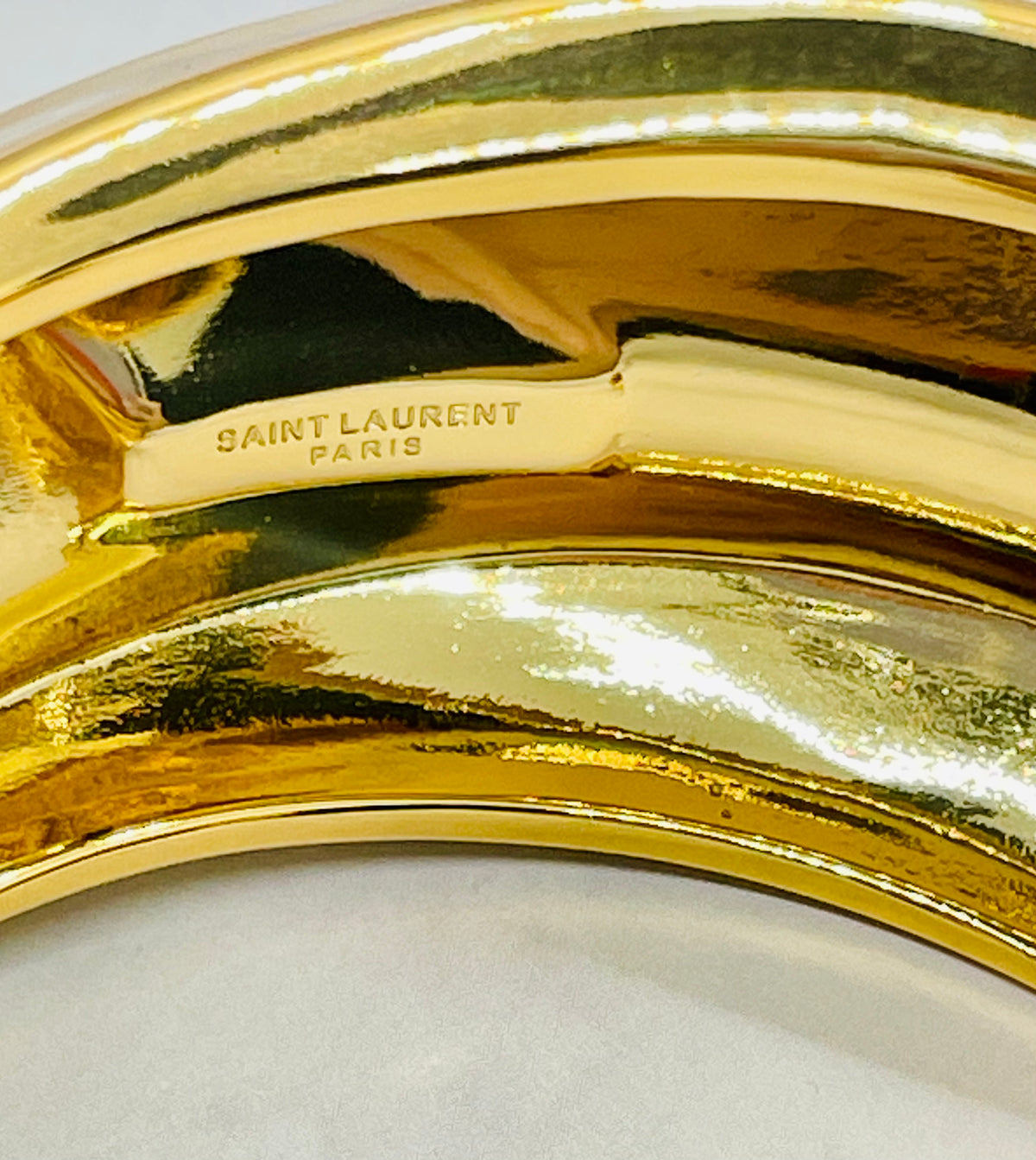YSL YVES SAINT LAURENT Gold Tone Cuff Bracelet - Pre owned