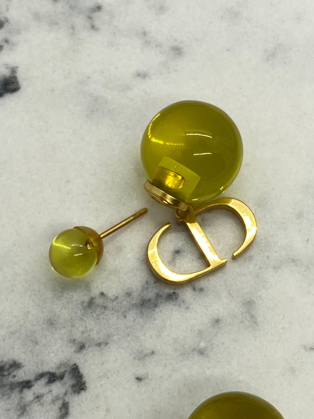 CHRISTIAN DIOR Tribale Plastic Green Earrings - Pre owned