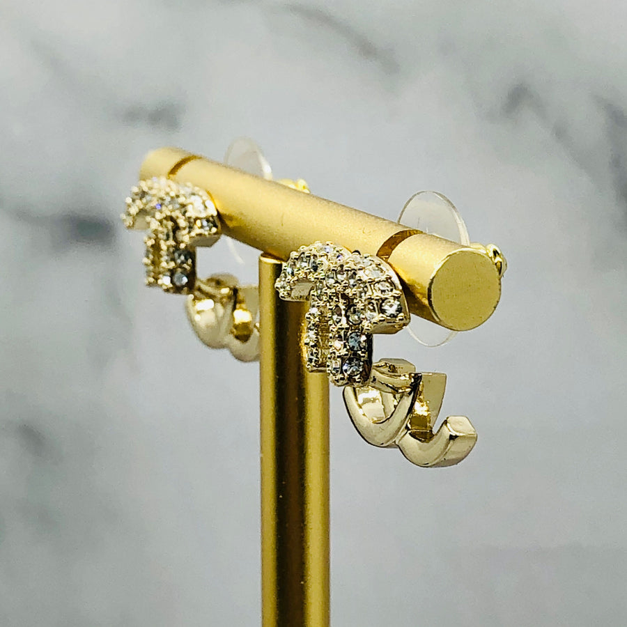 CHANEL CC Rhinestone Abstract Earrings - Pre owned