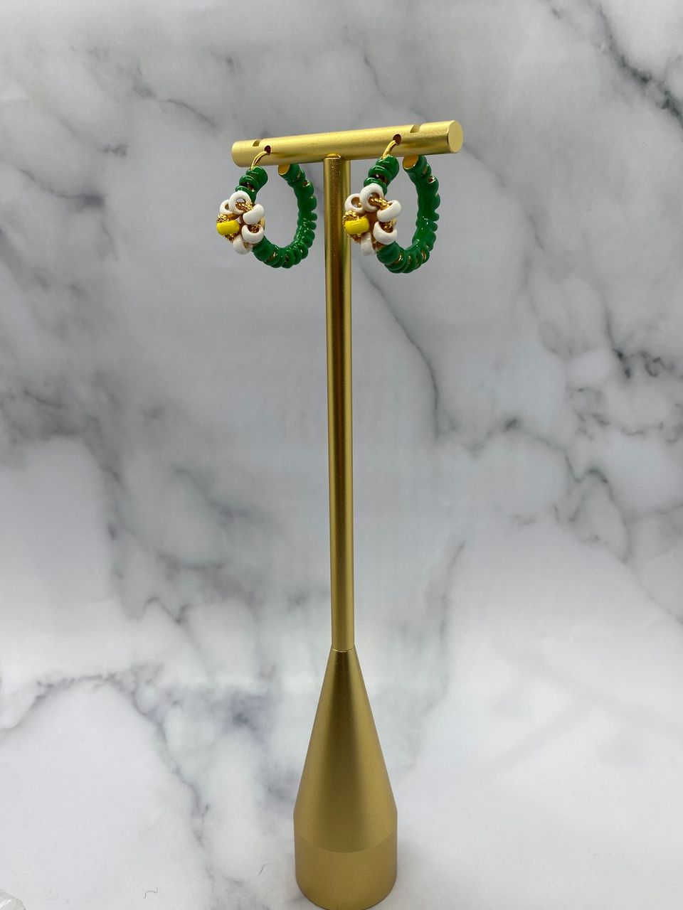 BOTTEGA VENETA Green Hoop Summer Earrings - Pre owned