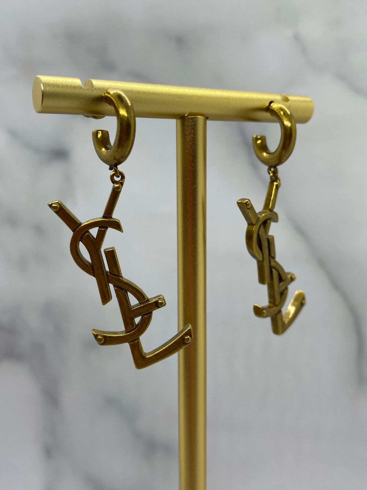 YSL YVES SAINT LAURENT Brass Pendant Earrings - Pre owned