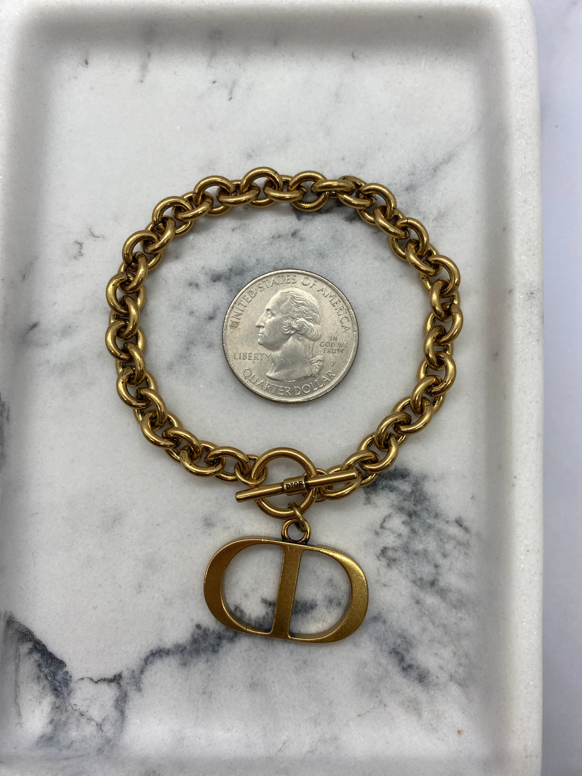 CHRISTIAN DIOR CD Brass Hook Bracelet - USED