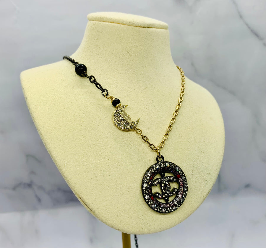 CHANEL CC 2017 Moon Rhinestone Necklace - USED