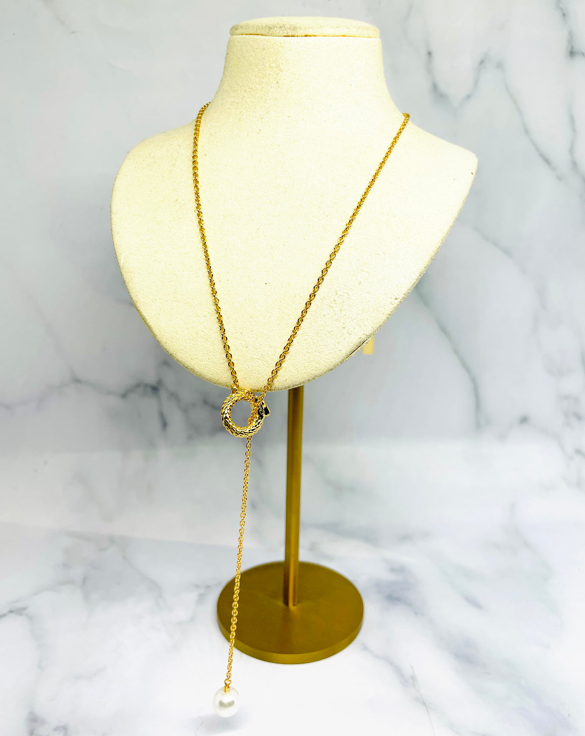CHLOE Pearl Lariat Statement Necklace - Pre owned