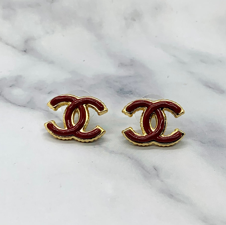 CHANEL CC Red Monogram Earrings - USED