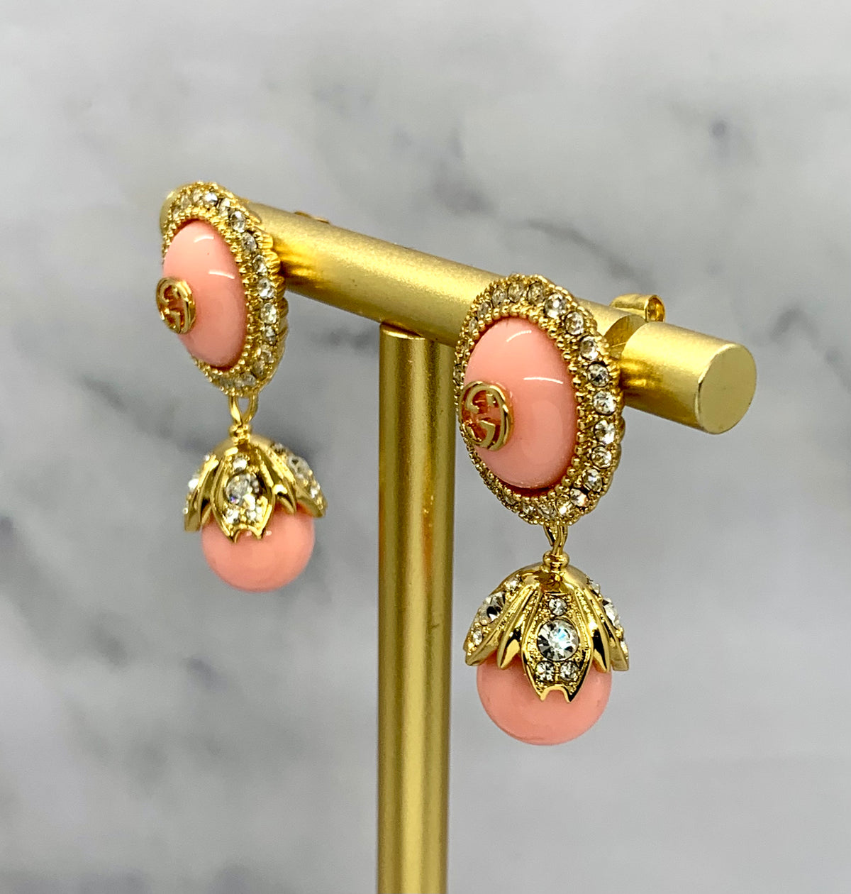 GUCCI GG Pink Pendant Earrings - Pre owned