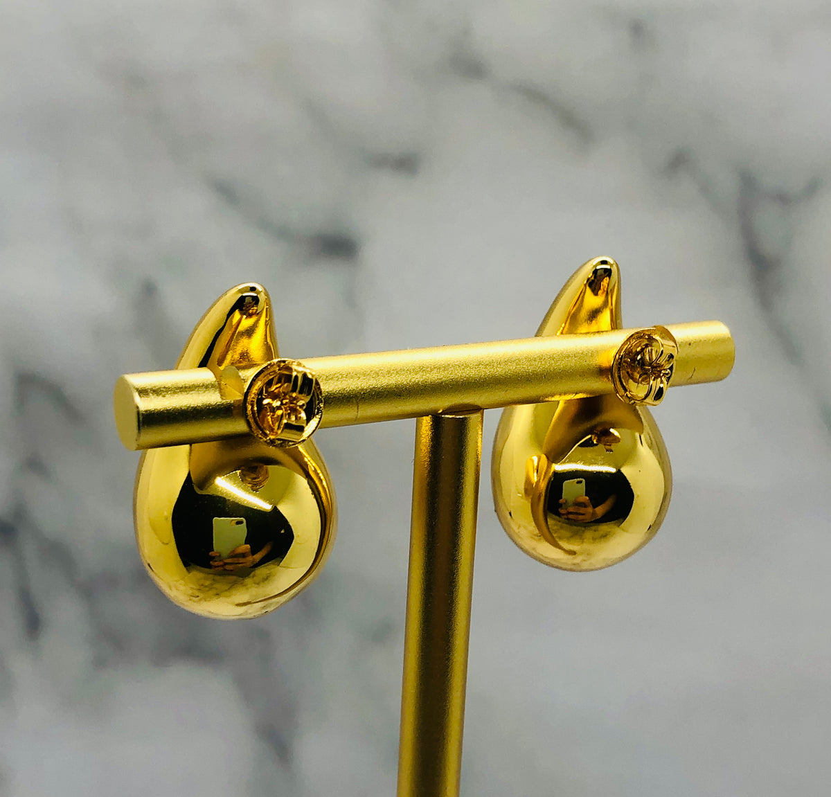 BOTTEGA VENETA Gold Tone Drop Earrings - Pre owned