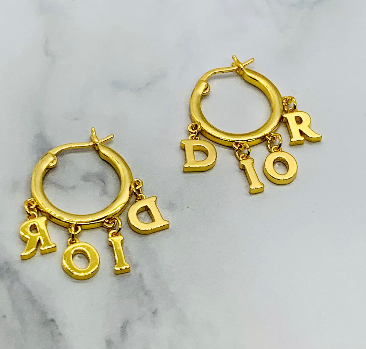 CHRISTIAN DIOR Monogram Hoop Earrings - Pre owned
