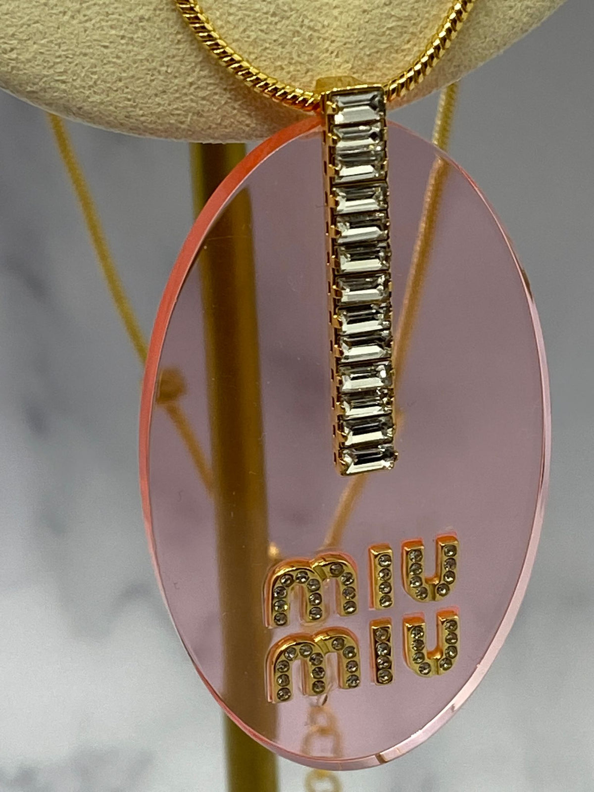 MIU MIU Pink Acrylic Rhinestone Necklace - Pre owned