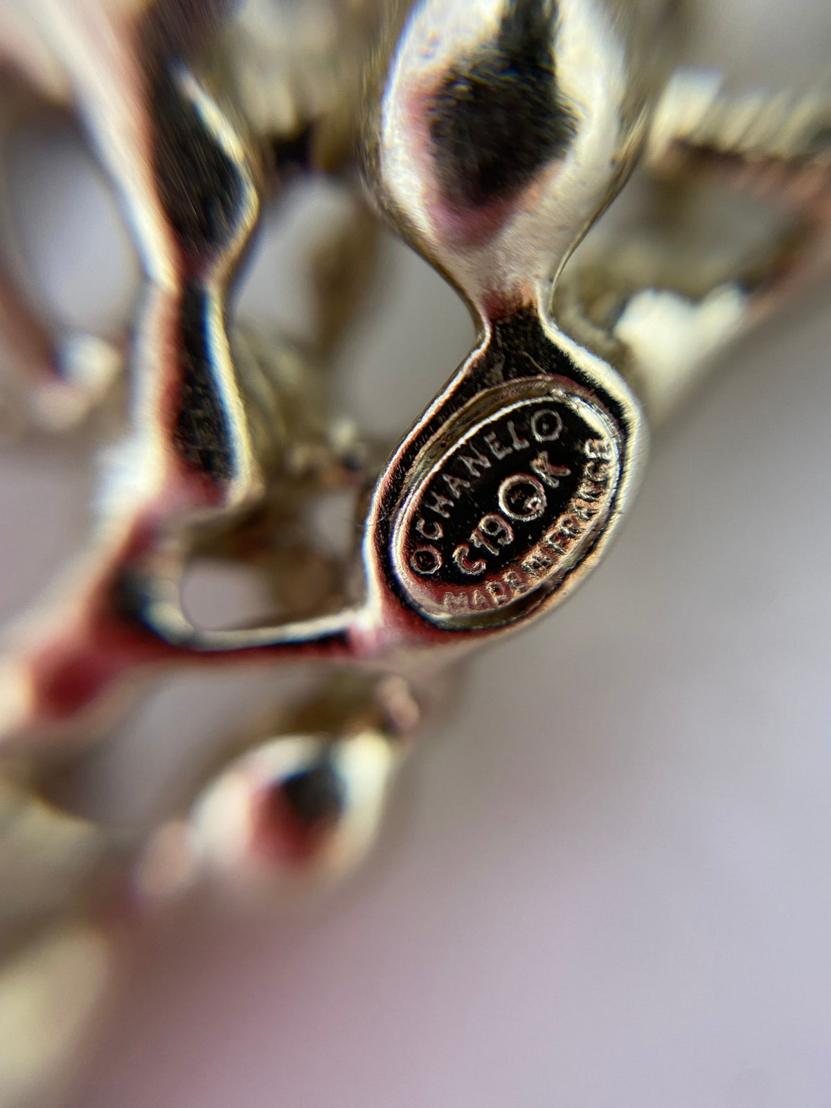 CHANEL Gold Tone Rhinestone Brooch Pin - USED