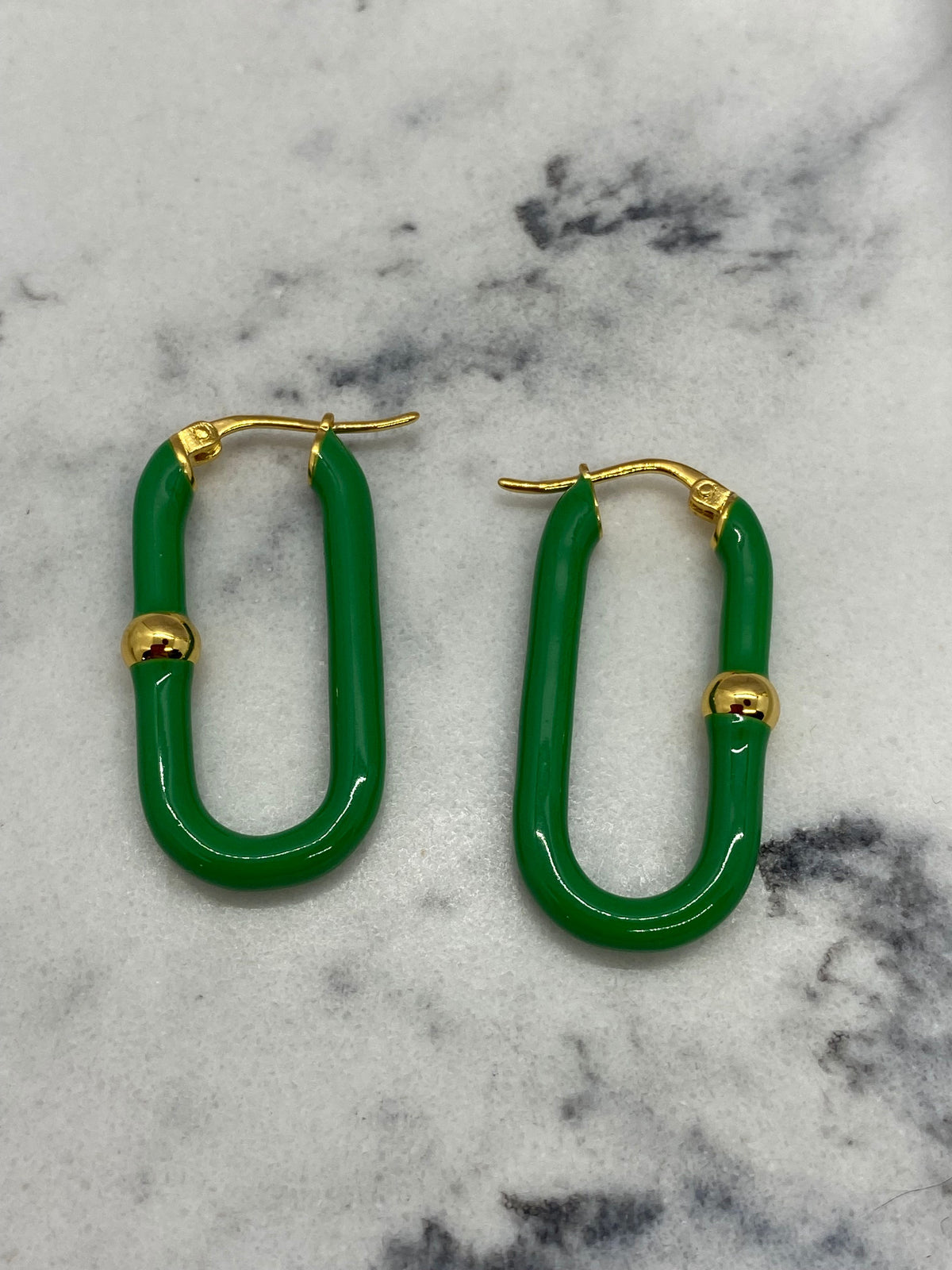 BOTTEGA VENETA Green & Gold Tone Hoop Earrings - Pre owned