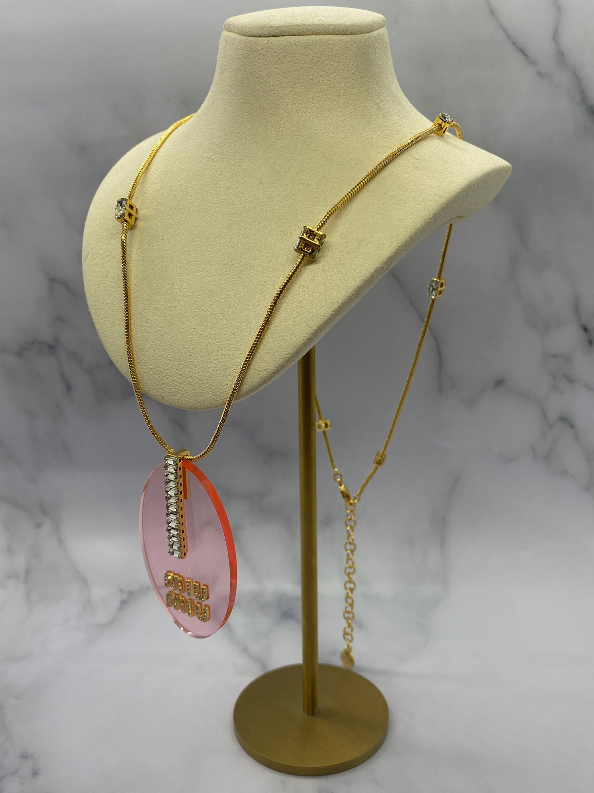 MIU MIU Pink Acrylic Rhinestone Necklace - Pre owned