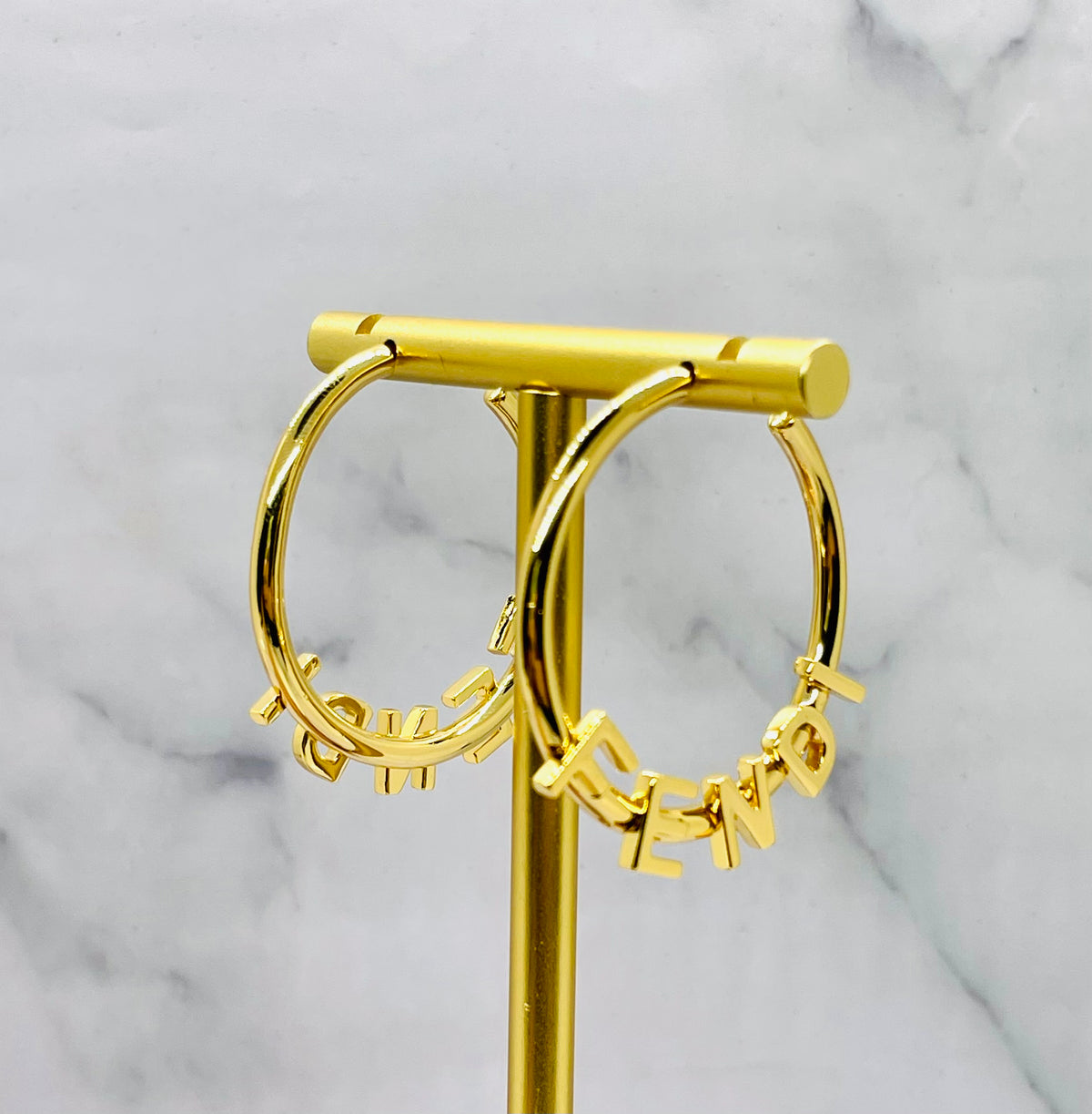 FENDI Gold Tone Hoop Earrings - Pre owned