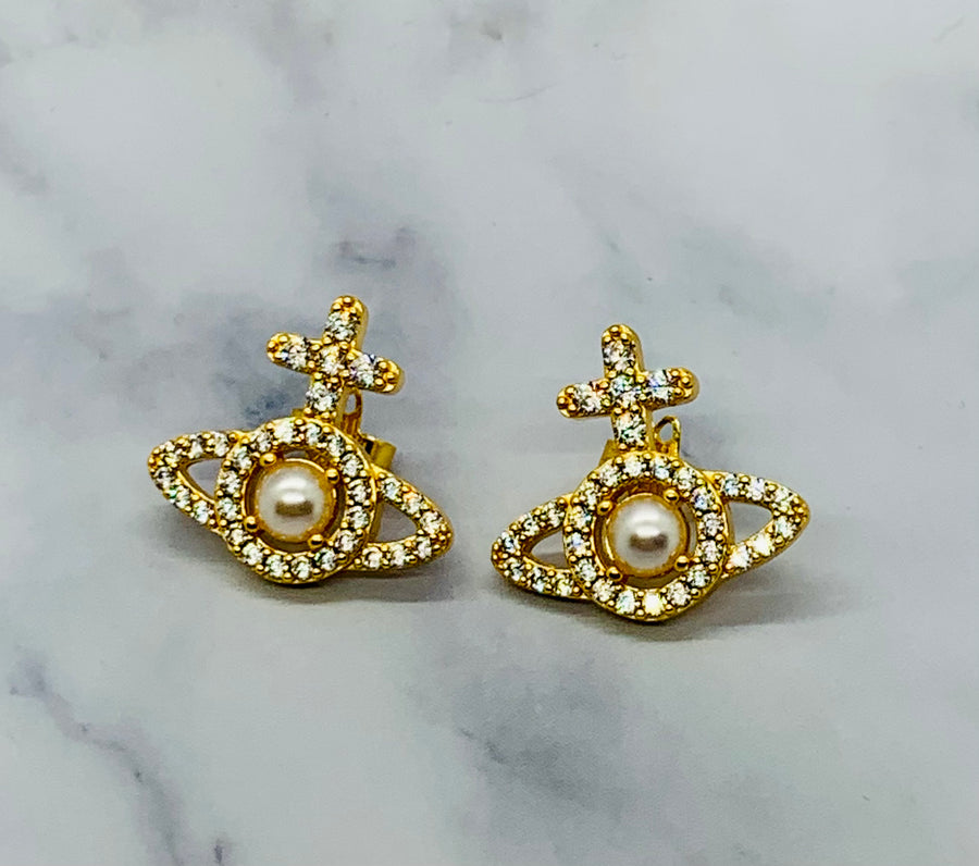 VIVIENNE WESTWOOD Orb Rhinestone Earrings - Pre owned