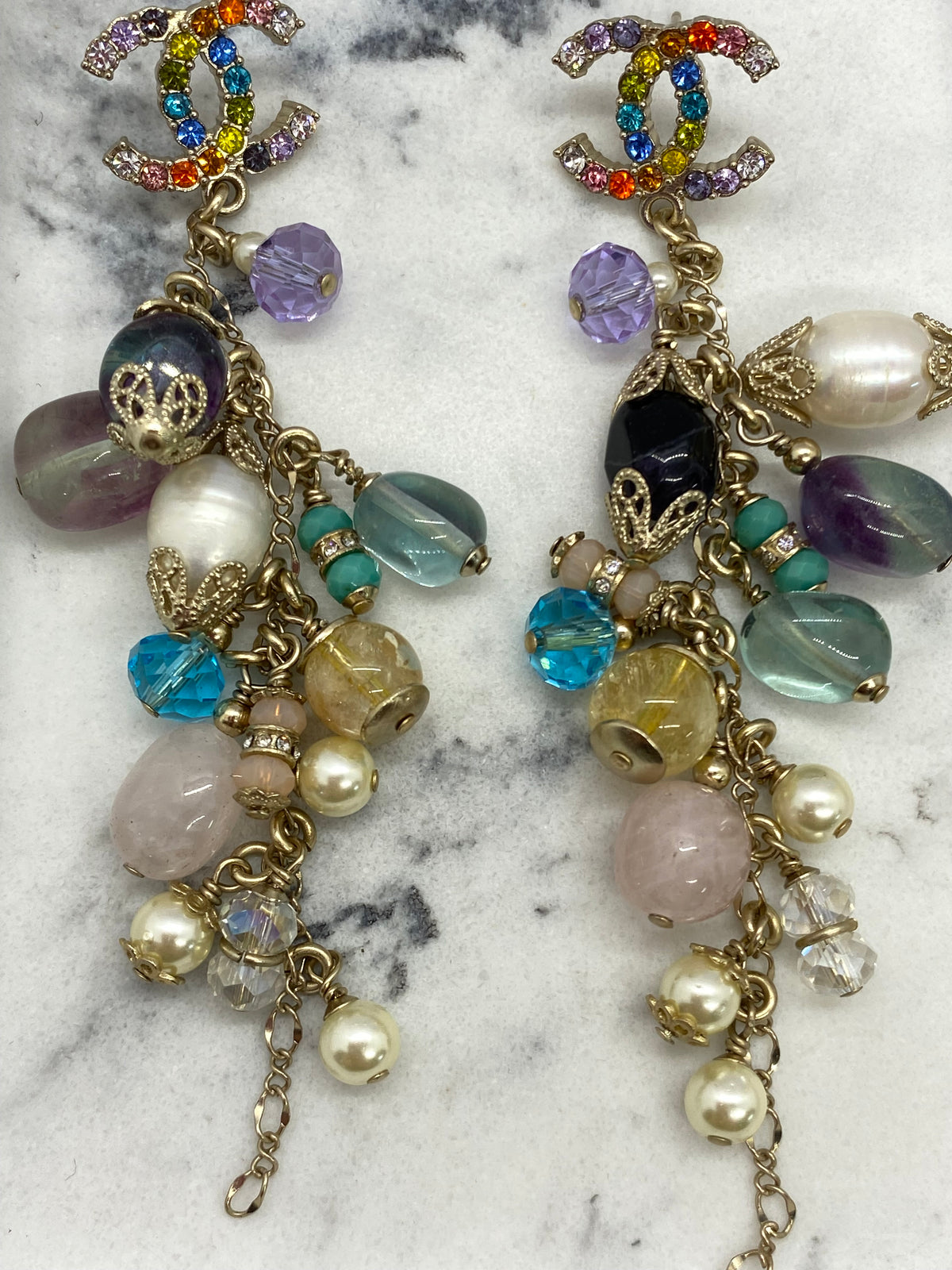 CHANEL CC Beaded Vintage Earrings - USED