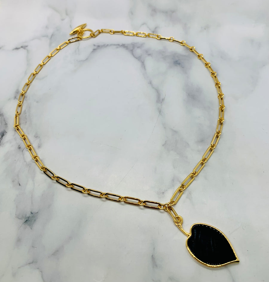 LOEWE Black Leaf Pendant Necklace - Pre owned