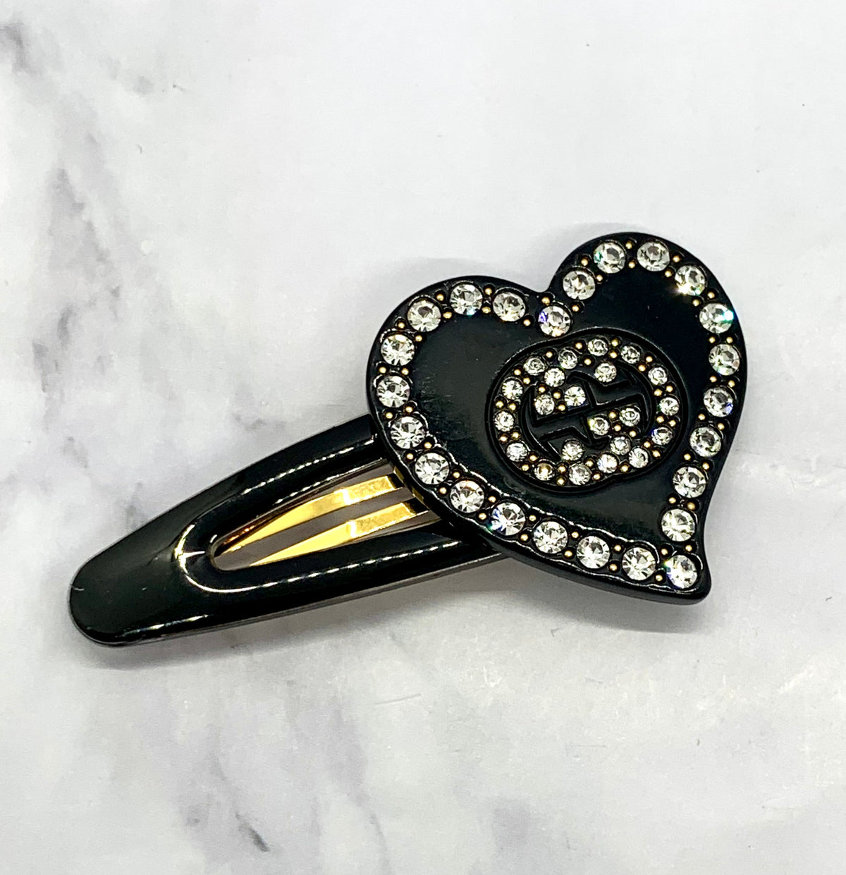 GUCCI Heart Rhinestone Hair Clip - Pre owned