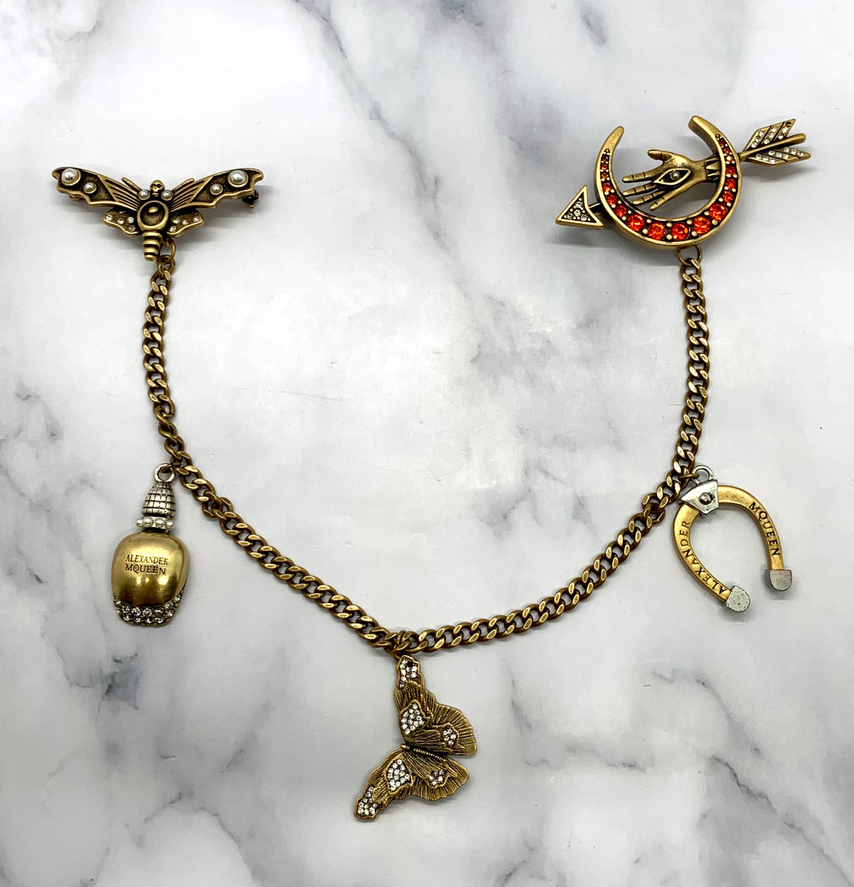 ALEXANDER MCQUEEN Hanging Chain Charm Brooch Pin - Pre owned