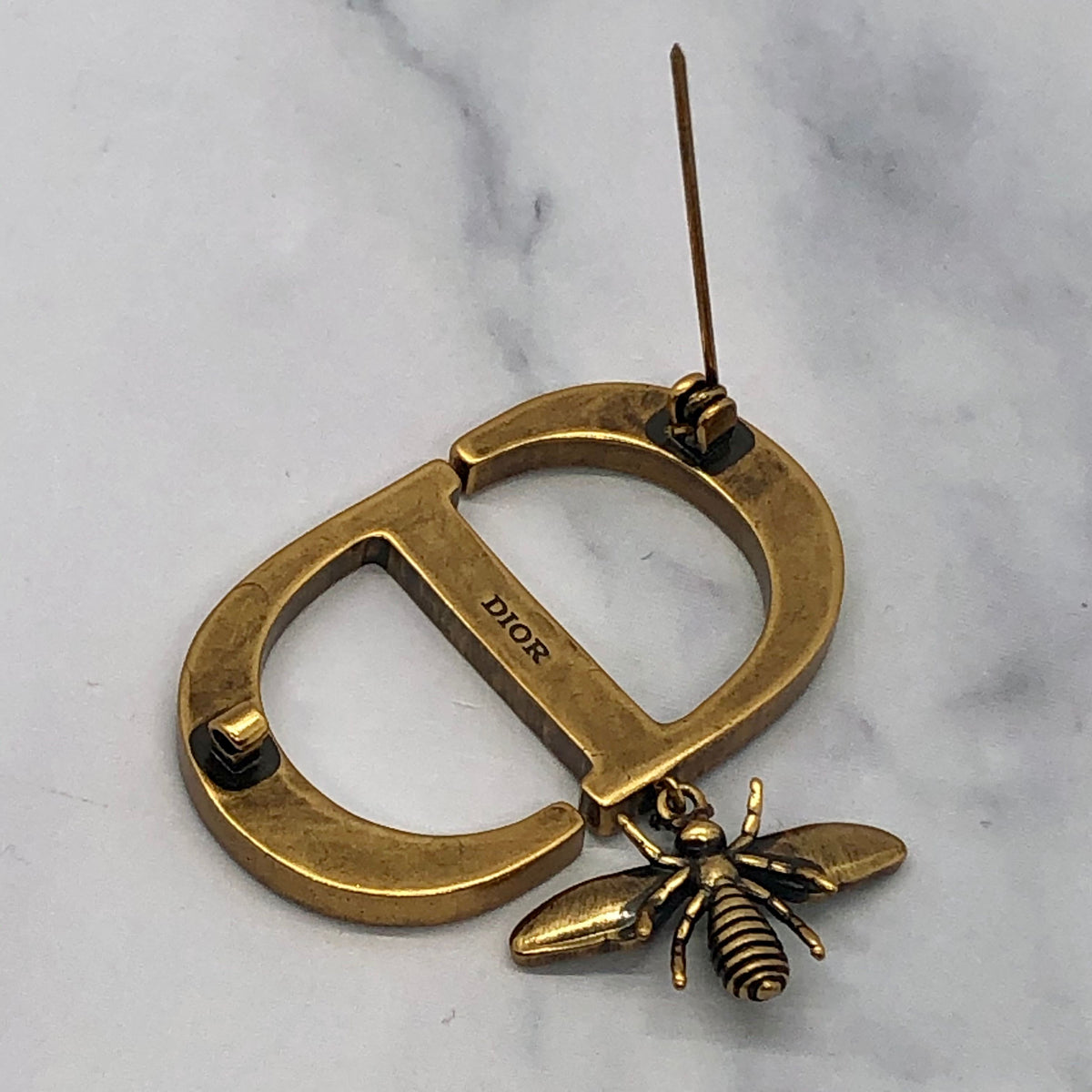 CHRISTIAN DIOR CD Brass Fly Brooch Pin - Pre owned