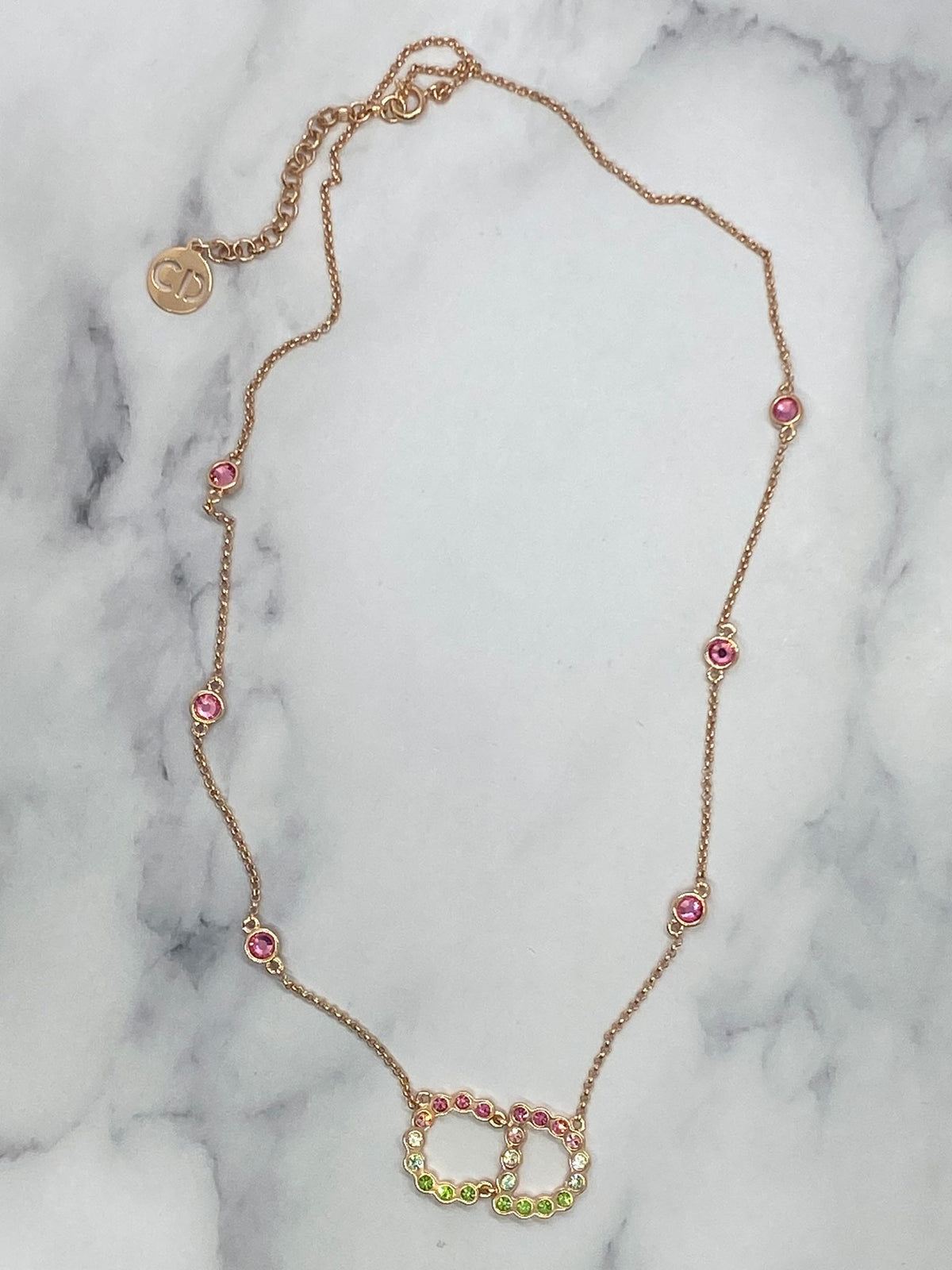 CHRISTIAN DIOR CD Colorful Rhinestone Necklace - Pre owned