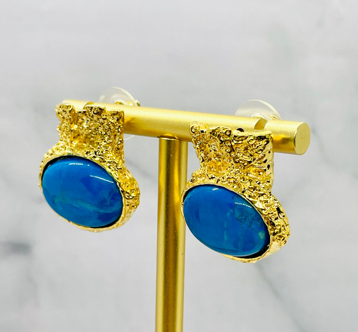 YSL YVES SAINT LAURENT Teal Stone Earrings - Pre owned