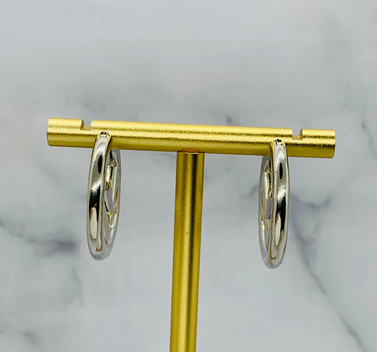 FENDI FF Silver Tone Hoop Earrings - Pre owned