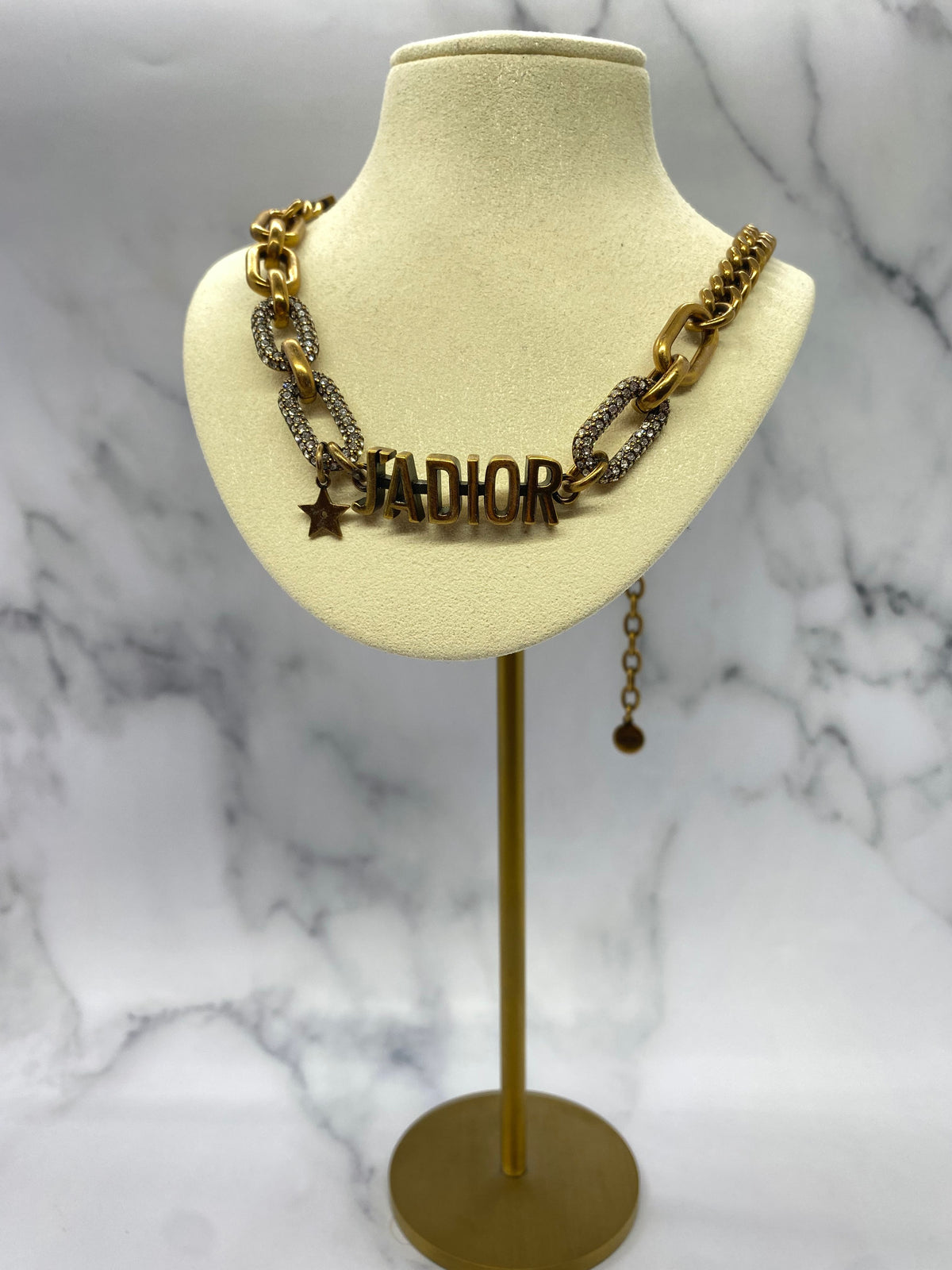 CHRISTIAN DIOR J'Adior Brass Rhinestone Necklace - Pre owned