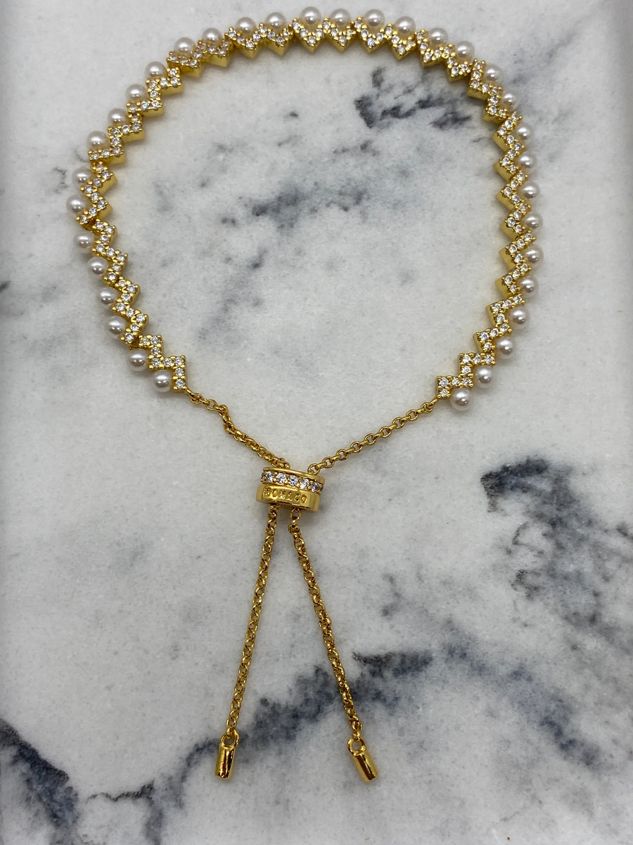 APM Monaco Rhinestone Pearl Trim Bracelet - Pre owned