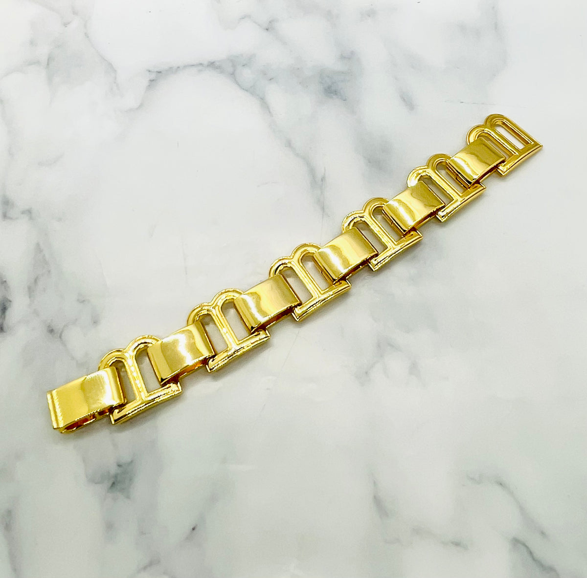 BALENCIAGA B Gold Tone Link Bracelet - Pre owned