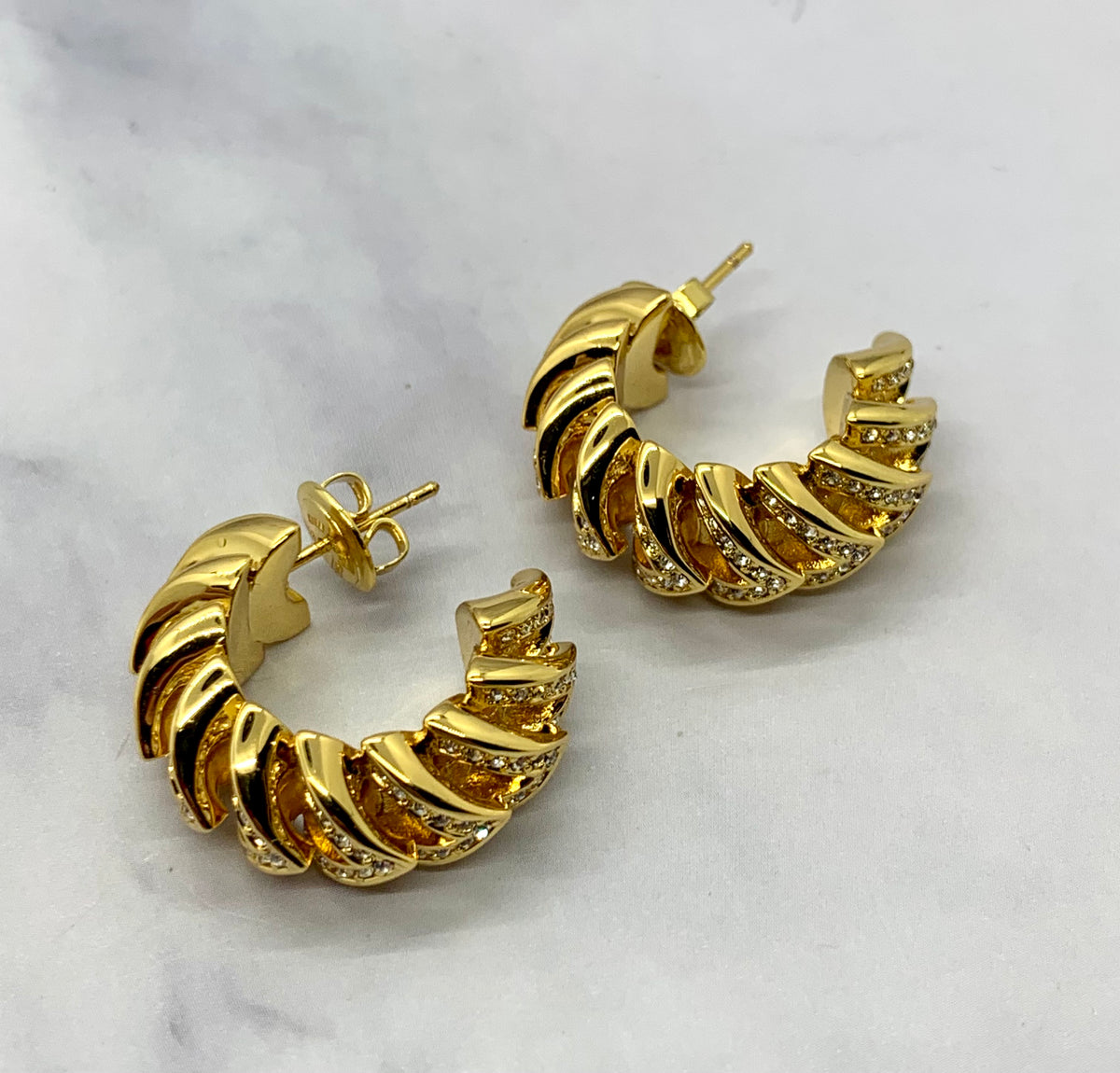 BOTTEGA VENETA Rhinestone Hoop Earrings - Pre owned