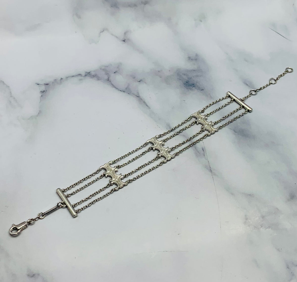 CELINE Monogram Silver Tone Bracelet - Pre owned