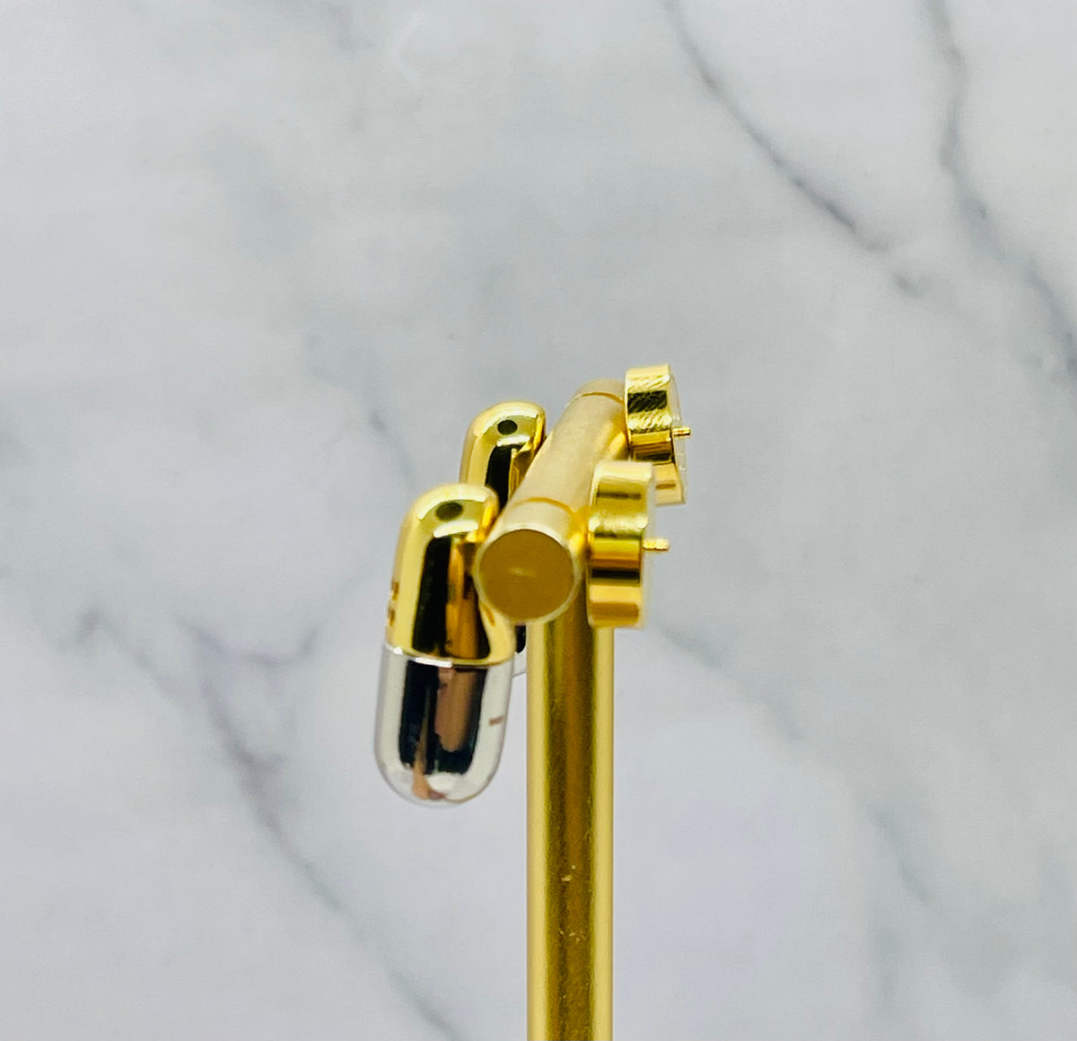 MIU MIU Gold & Silver Tone Pill Earrings - Pre owned