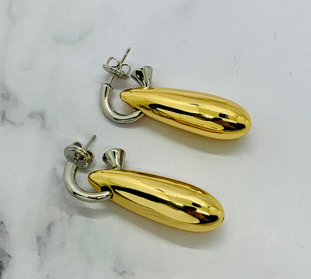 BOTTEGA VENETA Mixed Metal Pendant Earrings - Pre owned