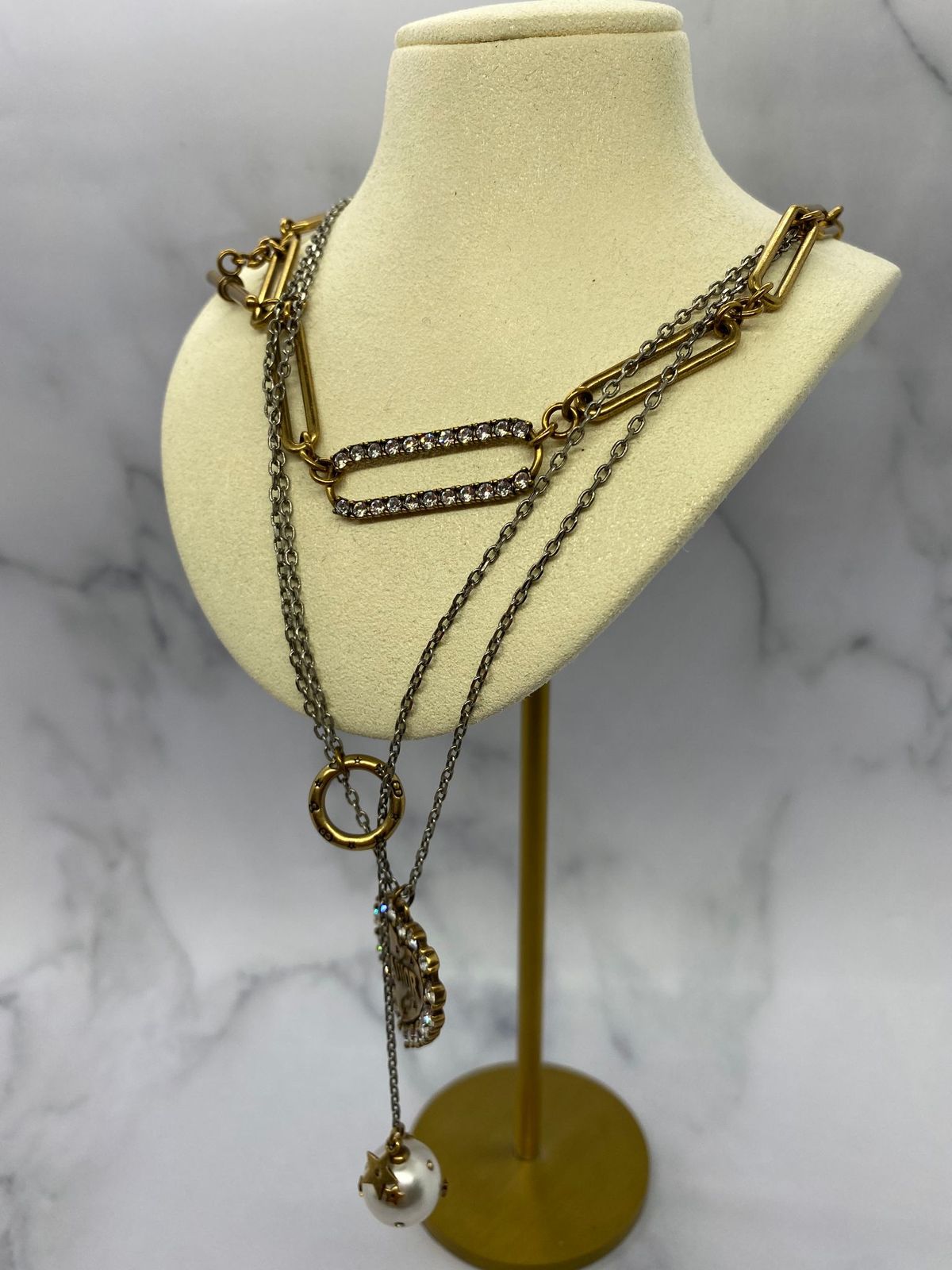 CHRISTIAN DIOR J'Adior Brass Elaborate Necklace - Pre owned