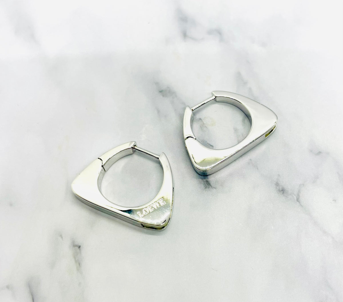 LOEWE Silver Tone Hoop Earrings - Pre owned