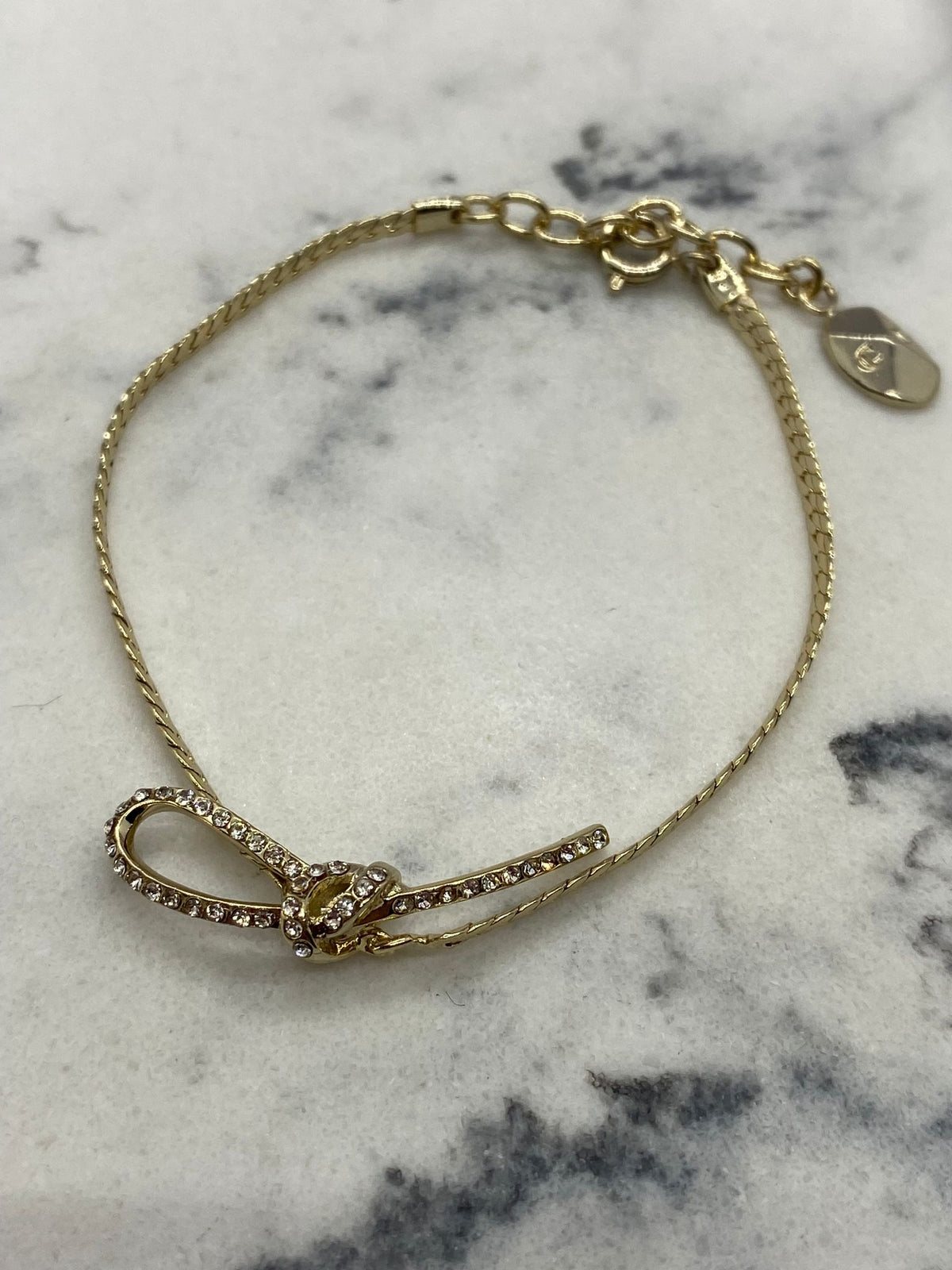 CHRISTIAN DIOR Silver Tone Rhinestone Tie Bracelet - Pre owned