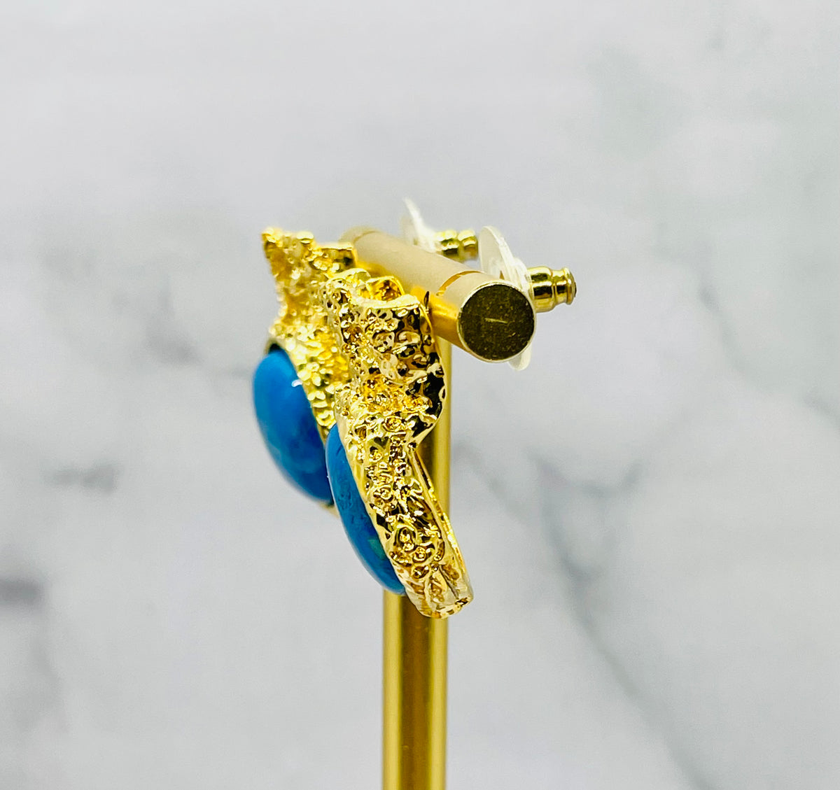 YSL YVES SAINT LAURENT Teal Stone Earrings - Pre owned
