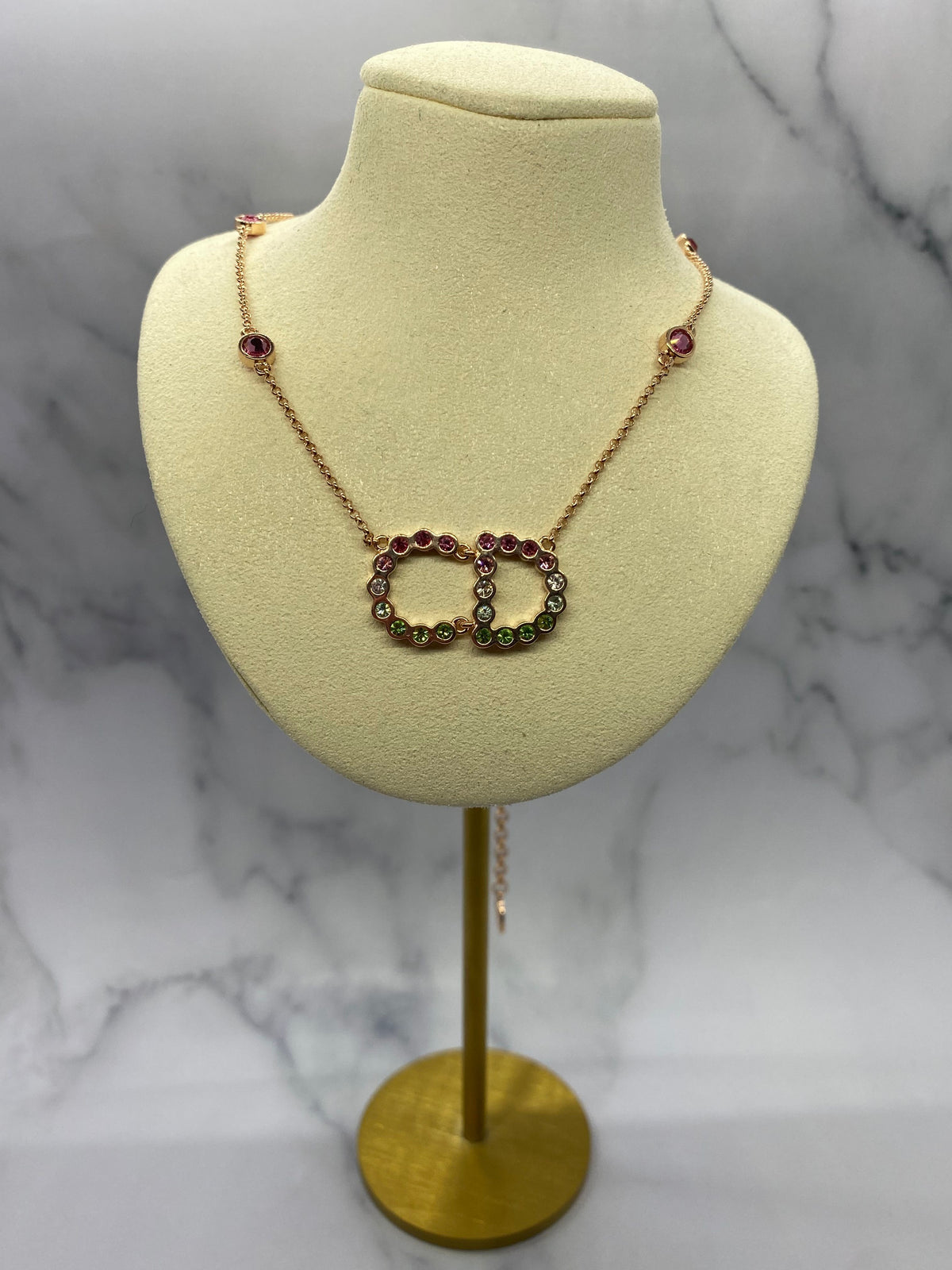 CHRISTIAN DIOR CD Colorful Rhinestone Necklace - Pre owned