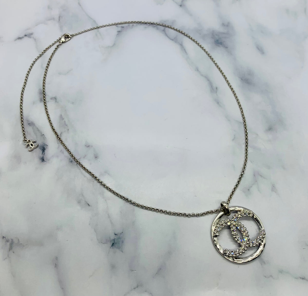 CHANEL CC Rhinestone Pendant Necklace - Pre owned