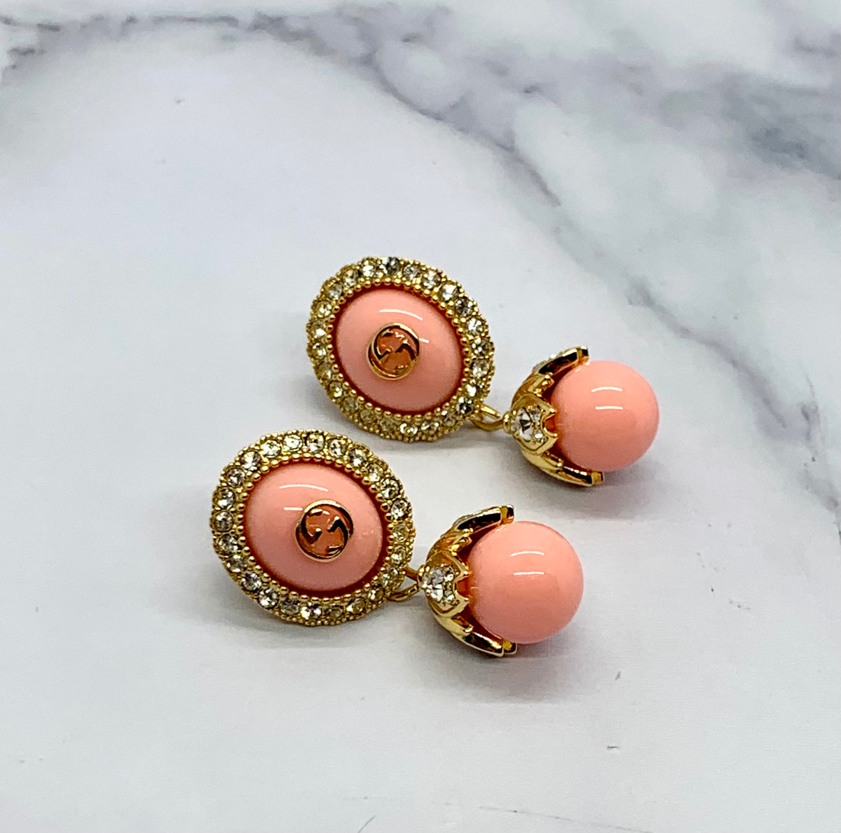 GUCCI GG Pink Pendant Earrings - Pre owned