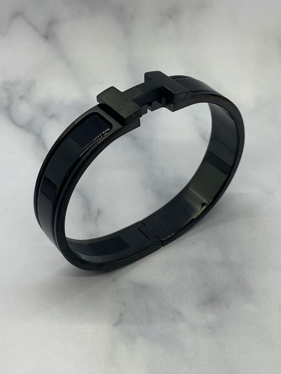 HERMES Black Tone Clic Cuff Bracelet - USED